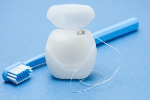 toothbrush and dental floss