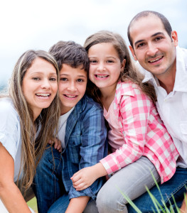 Smiling Father and Kids