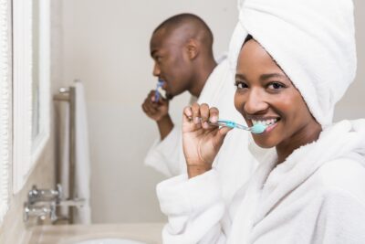 sheridan brushing teeth