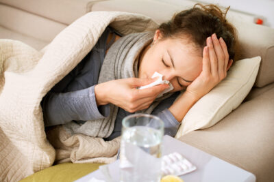 woman sick flu